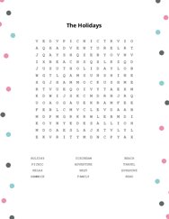 The Holidays Word Scramble Puzzle