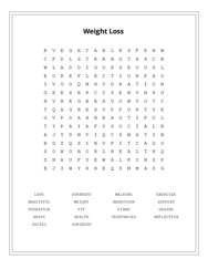 Weight Loss Word Scramble Puzzle