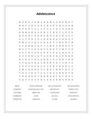 Adolescence Word Scramble Puzzle