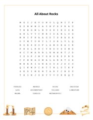 All About Rocks Word Scramble Puzzle