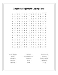 Anger Management Coping Skills Word Scramble Puzzle