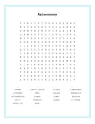 Astrononmy Word Scramble Puzzle