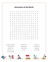 Attractions of the World Word Scramble Puzzle