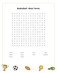 Basketball - Basic Terms Word Scramble Puzzle