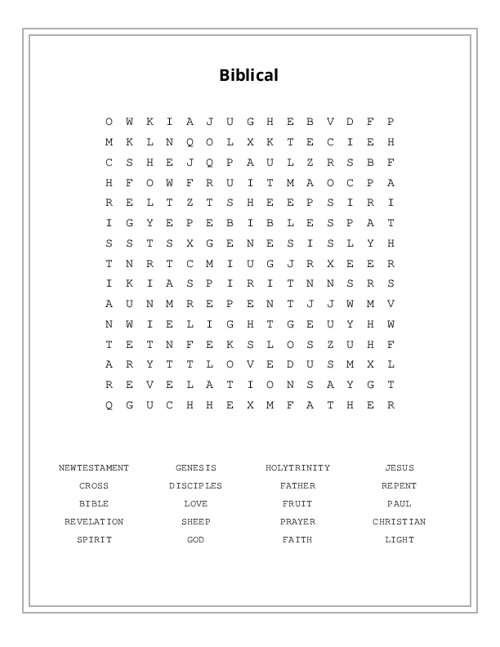 Biblical Word Search Biblical Word Search