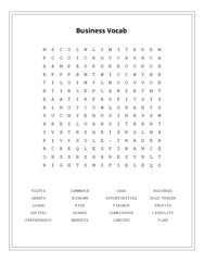 Business Vocab Word Scramble Puzzle