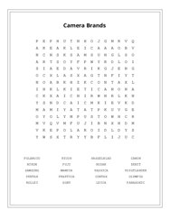 Camera Brands Word Scramble Puzzle
