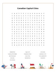 Canadian Capital Cities Word Scramble Puzzle