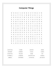 Computer Things Word Scramble Puzzle