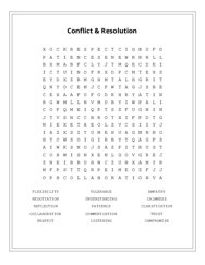 Conflict & Resolution Word Scramble Puzzle
