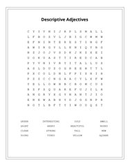 Descriptive Adjectives Word Scramble Puzzle
