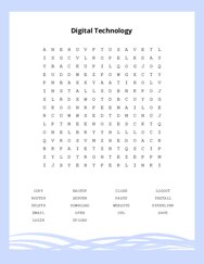 Digital Technology Word Scramble Puzzle