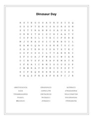 Dinosaur Day Word Scramble Puzzle