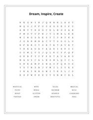 Dream, Inspire, Create Word Search Puzzle