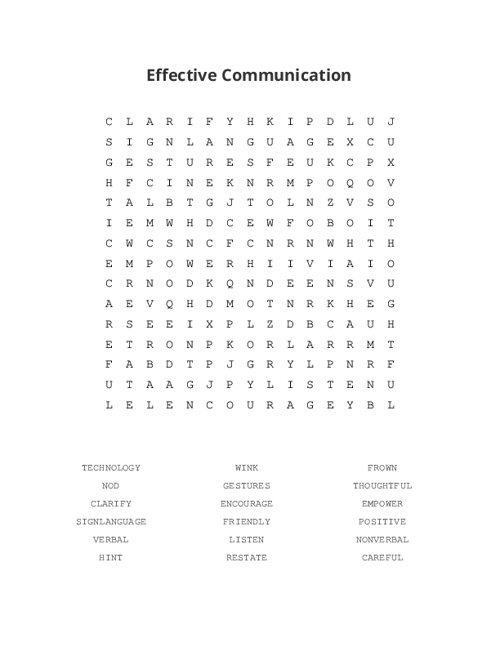 Effective Communication Word Search Puzzle