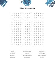 Film Techniques Word Scramble Puzzle