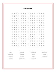 Furniture Word Scramble Puzzle