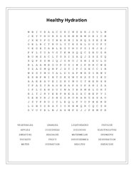 Healthy Hydration Word Scramble Puzzle