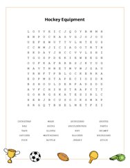 Hockey Equipment Word Scramble Puzzle