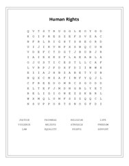 Human Rights Word Scramble Puzzle