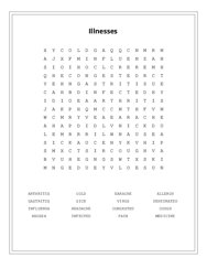 Illnesses Word Scramble Puzzle