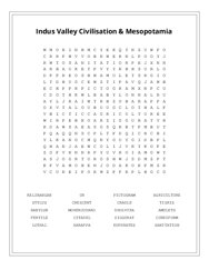Indus Valley Civilisation & Mesopotamia Word Scramble Puzzle