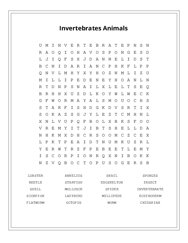 Invertebrates Animals Word Scramble Puzzle