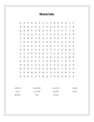Materials Word Scramble Puzzle