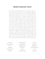 Media Production Terms Word Scramble Puzzle
