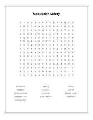 Medication Safety Word Scramble Puzzle