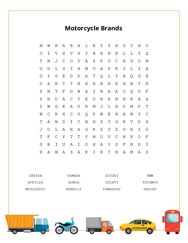 Motorcycle Brands Word Scramble Puzzle