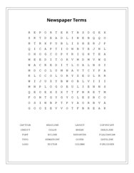 Newspaper Terms Word Scramble Puzzle