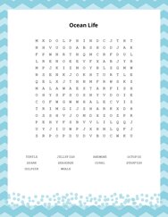 Ocean Life Word Scramble Puzzle