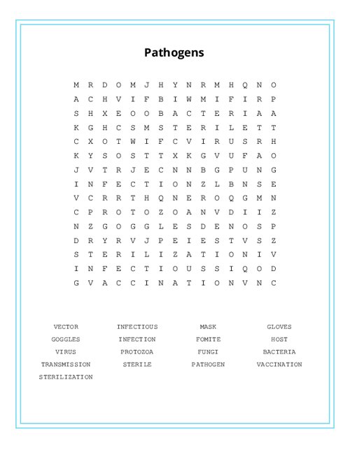 Pathogens Word Search Puzzle
