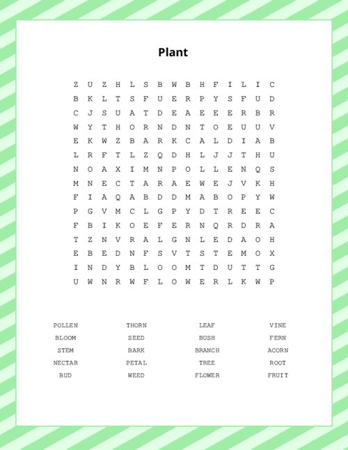 Plant Word Search Puzzle