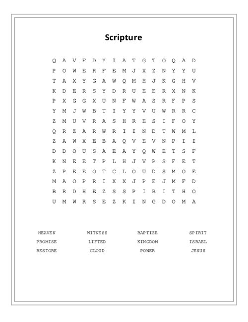 Scripture Word Search Puzzle