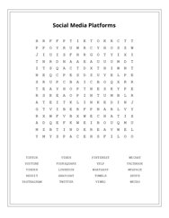 Social Media Platforms Word Scramble Puzzle