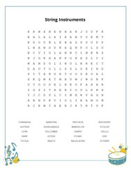 String Instruments Word Scramble Puzzle