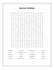 Summer Holidays Word Scramble Puzzle
