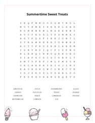 Summertime Sweet Treats Word Scramble Puzzle