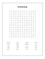 Surfing Slang Word Scramble Puzzle