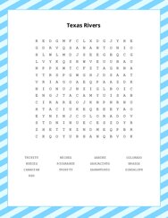 Texas Rivers Word Scramble Puzzle