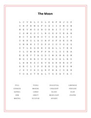 The Moon Word Scramble Puzzle