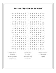 Biodiversity and Reproduction Word Scramble Puzzle