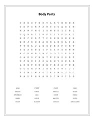 Body Parts Word Scramble Puzzle