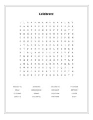 Celebrate Word Scramble Puzzle
