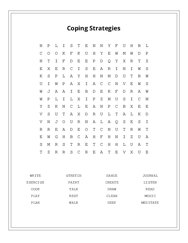 Coping Strategies Word Search Puzzle
