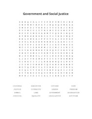 Government and Social Justice Word Scramble Puzzle