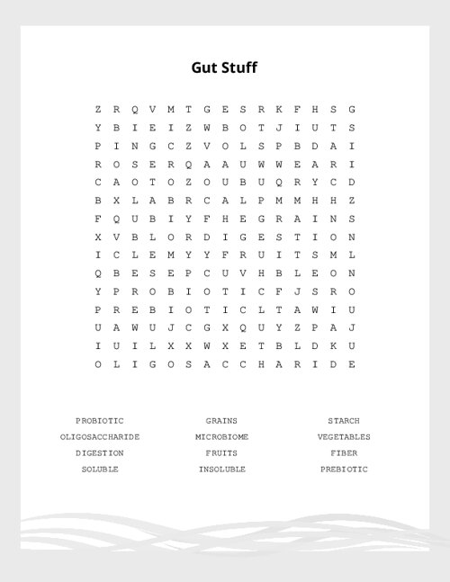Gut Stuff Word Search Puzzle