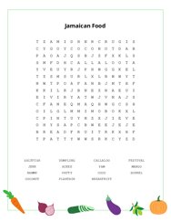 Jamaican Food Word Scramble Puzzle